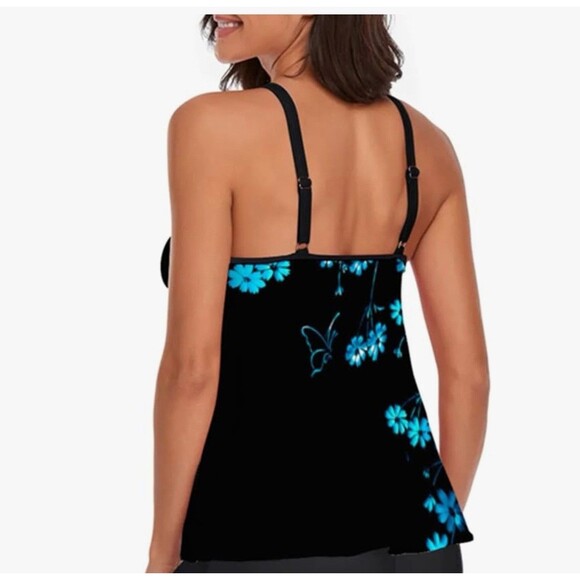 Womens swimsuit 2025 Tankini Swimsuit Tummy Control Flowy Swimwear top only 3XL - Picture 2 of 14